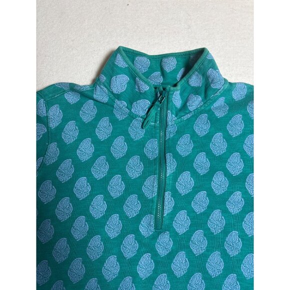 Orvis Womens Teal Paisley Print Half-Zip Pullover Large - Picture 2 of 11